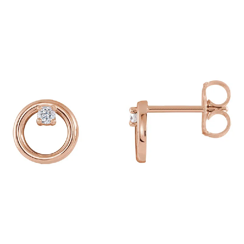 silver stud earrings for women -7.25mm 14k Rose Gold .06 CTW (G-H, I1) Diamond Circle Post Earrings