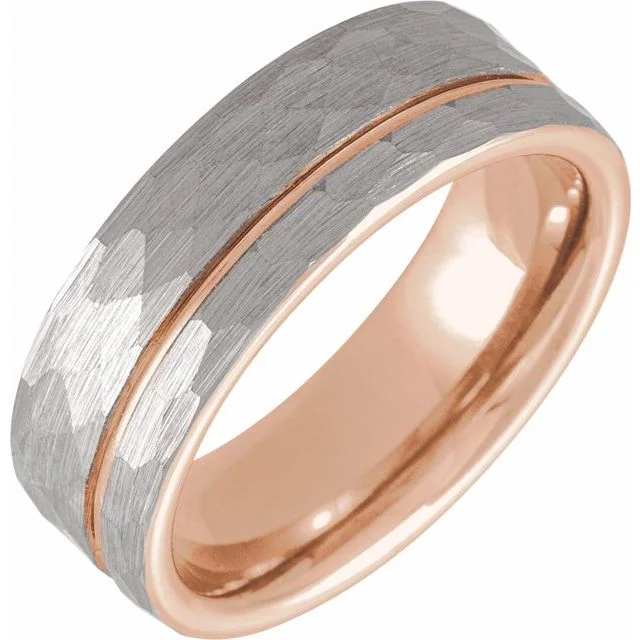 luxurious necklaces for women -18K Rose Gold PVD Tungsten 8 mm Grooved Band