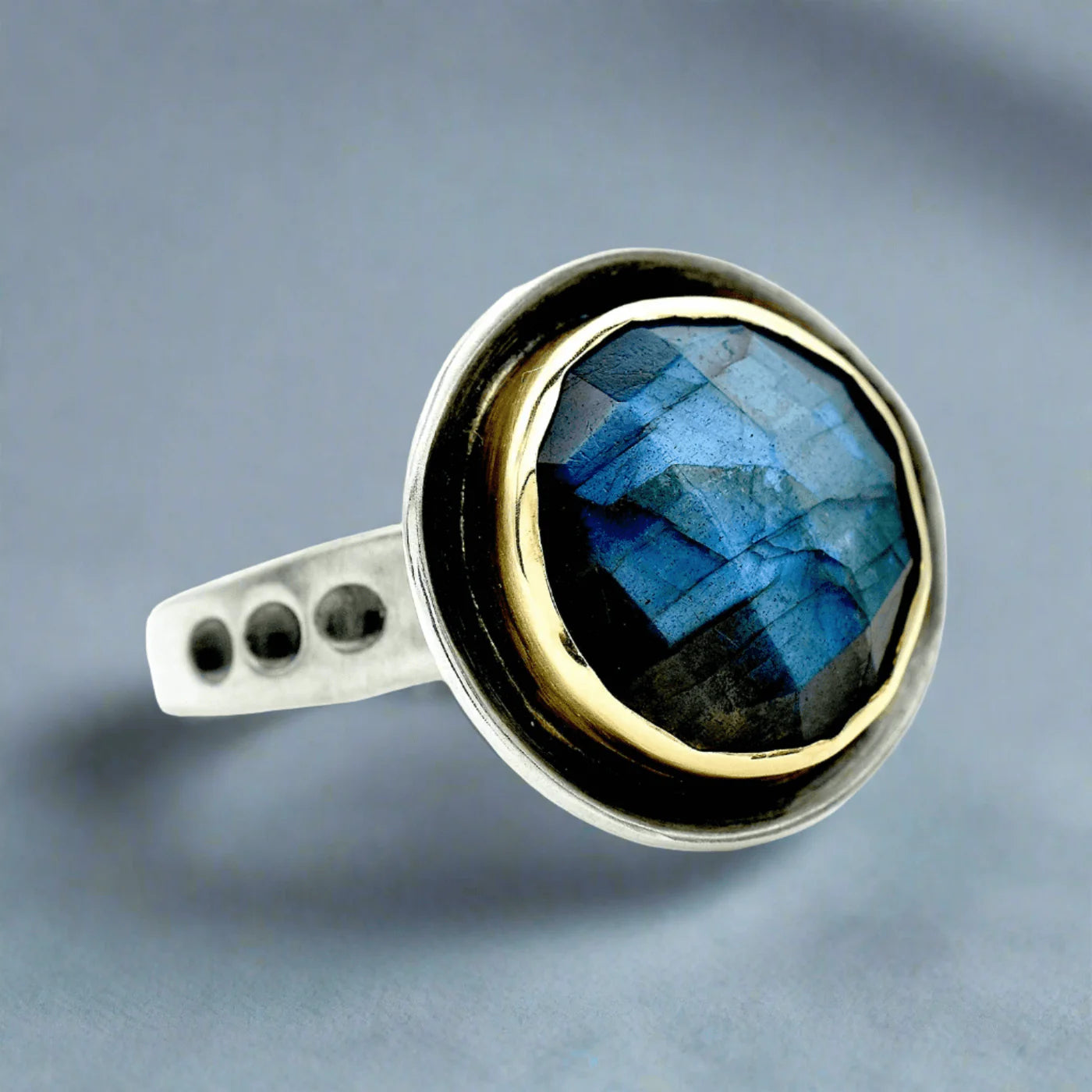 platinum rings for women -Faceted Labradorite Ring