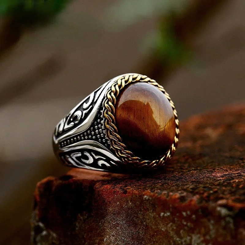 radiant-cut rings for women -Men's Punk Opal Ring