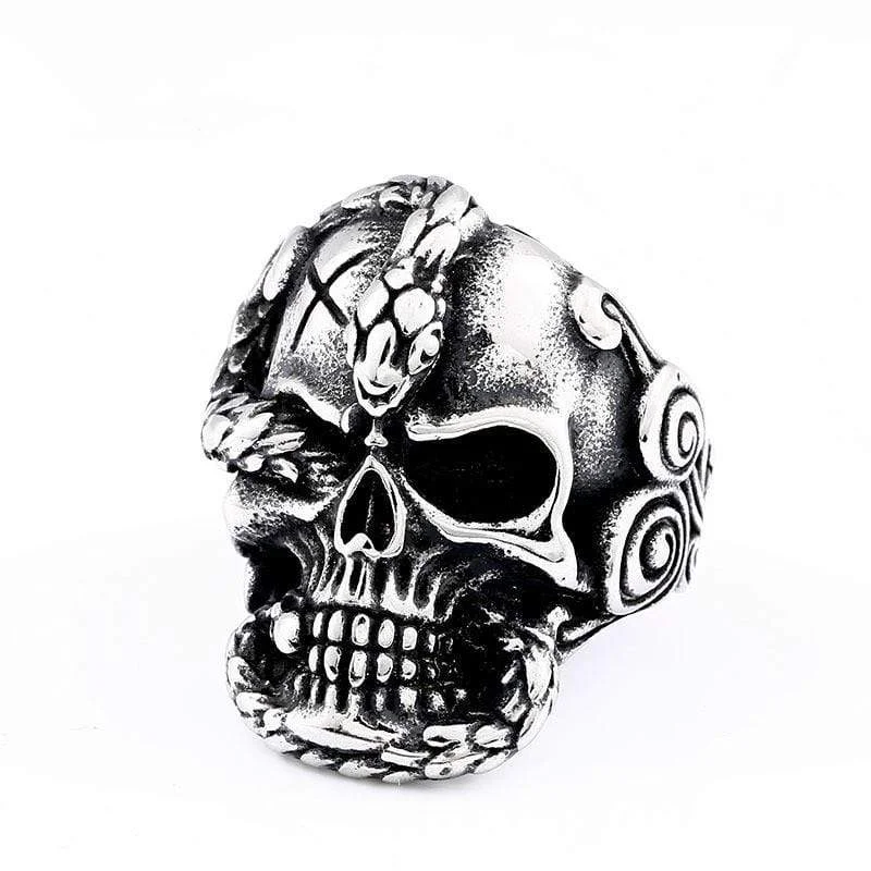 vintage engagement rings for women -Men's Gothic Punk Skull Ring