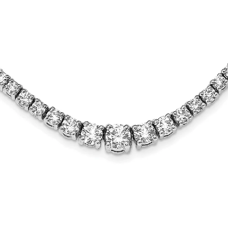 geometric necklaces for women -14k White Gold Graduating AAA Diamond 16in Necklace (6.883 CTW)