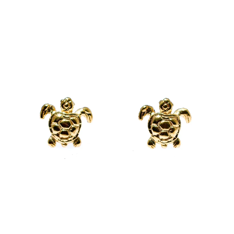 rose gold earrings for women -Turtle Studs Gold