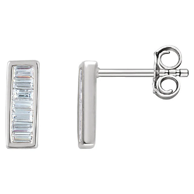 vintage-style earrings for women -3 x 9mm 14k White Gold 1/3 CTW (H-I, I1) Diamond Baguette Bar Earrings