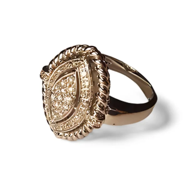 stackable rings for weddings -Stunning Etruscan Estate 14K White Gold Pave Diamond Marquise Ring Band