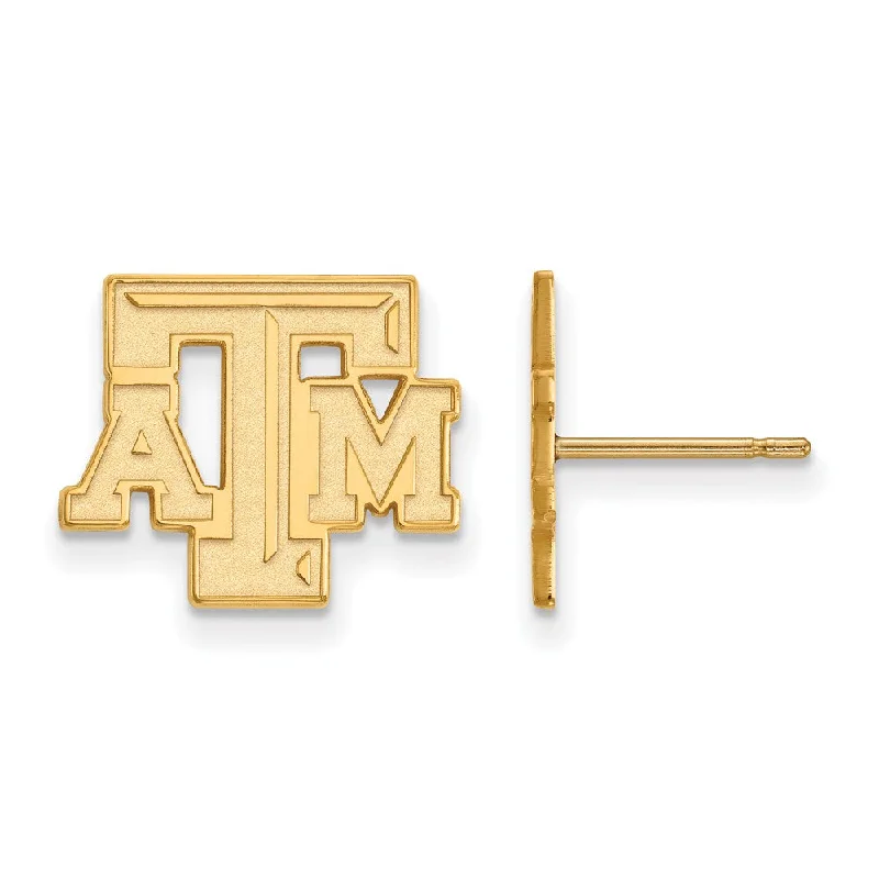 luxury earrings for women -14k Yellow Gold Texas A&M University Small 'ATM' Post Earrings