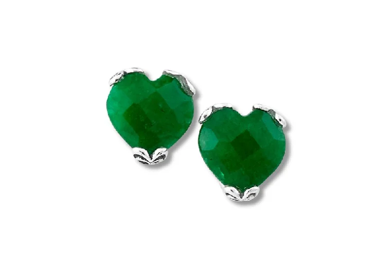 minimalist earrings for women -Glow Heart Earrings- Emerald