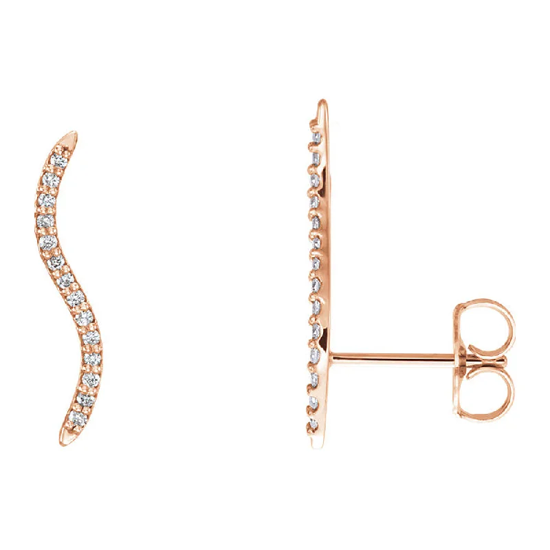 diamond earrings for women -2.3 x 19mm 14k Rose Gold 1/6 CTW (G-H, I1) Diamond Wavy Ear Climbers