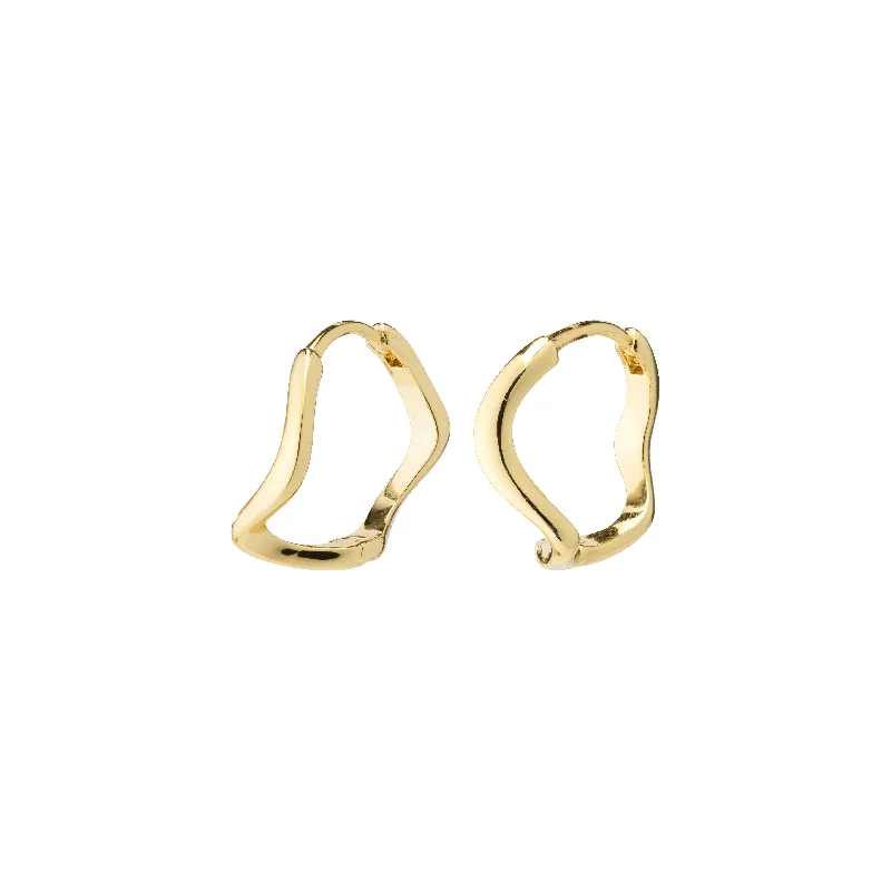 luxury hoop earrings for women -ALBERTE organic shape hoop earrings gold-plated