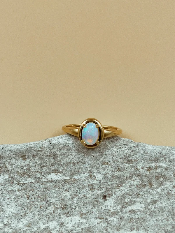 sapphire rings for women -Nova Opal Oval Ring in Gold Tone