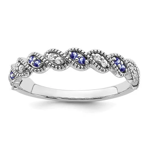 classic diamond necklaces for women -14k White Gold Tanzanite and Diamond Twist Band