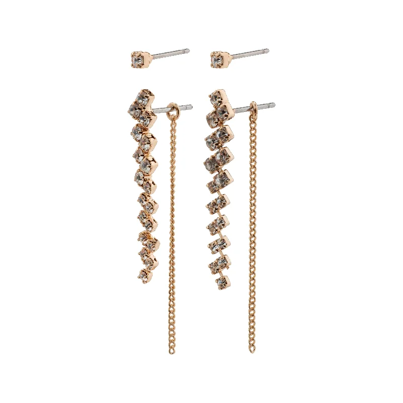 bohemian earrings for women -JOLENE crystal earrings 2-in-1 se rosegold-plated