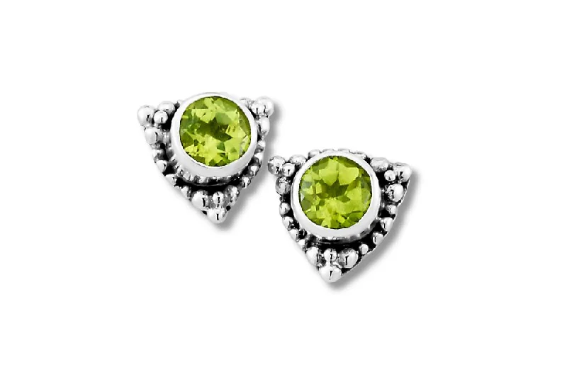 cute stud earrings for women -Tangku Earrings- Peridot