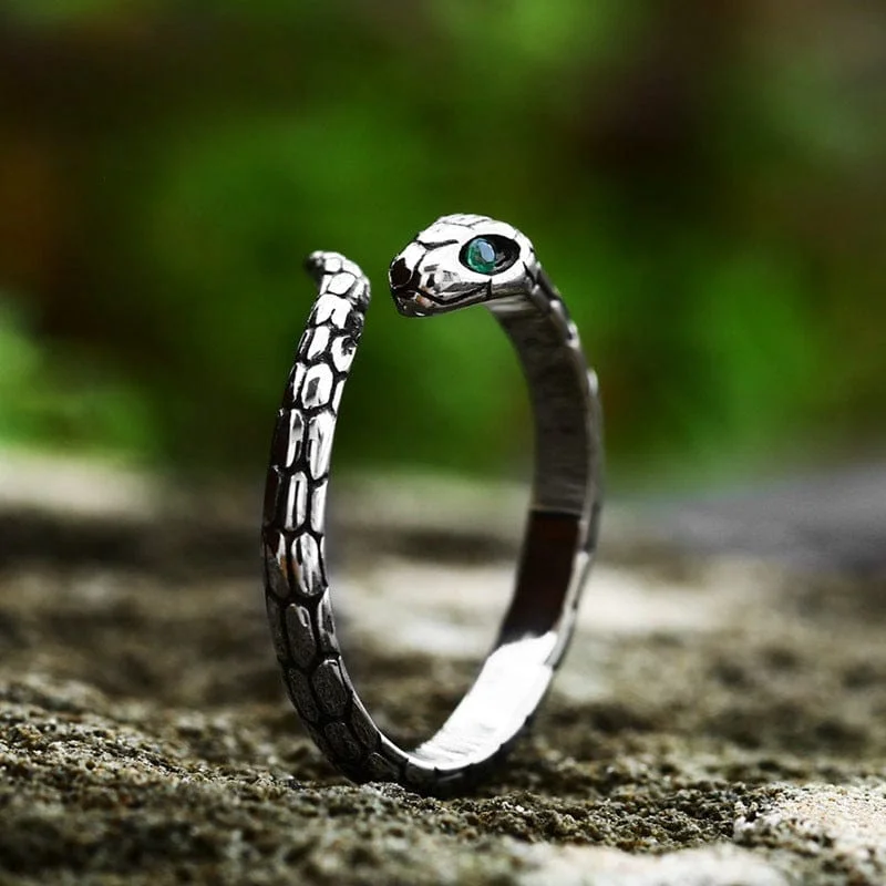 vintage diamond rings -Men's Punk Diamante Snake Open Ring