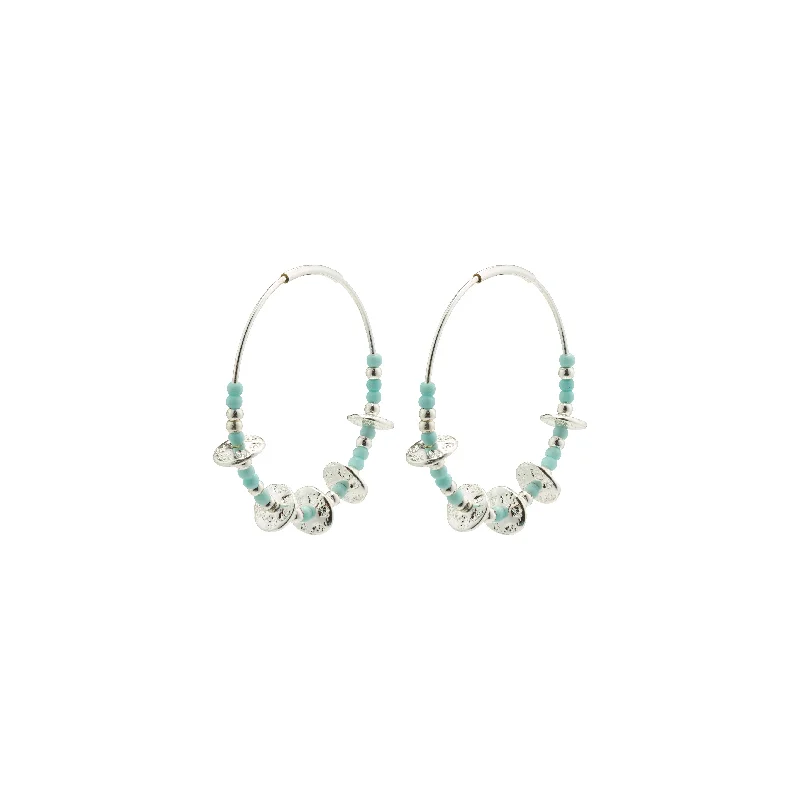 sparkling earrings for women -ENERGETIC blue hoop earrings silver-plated