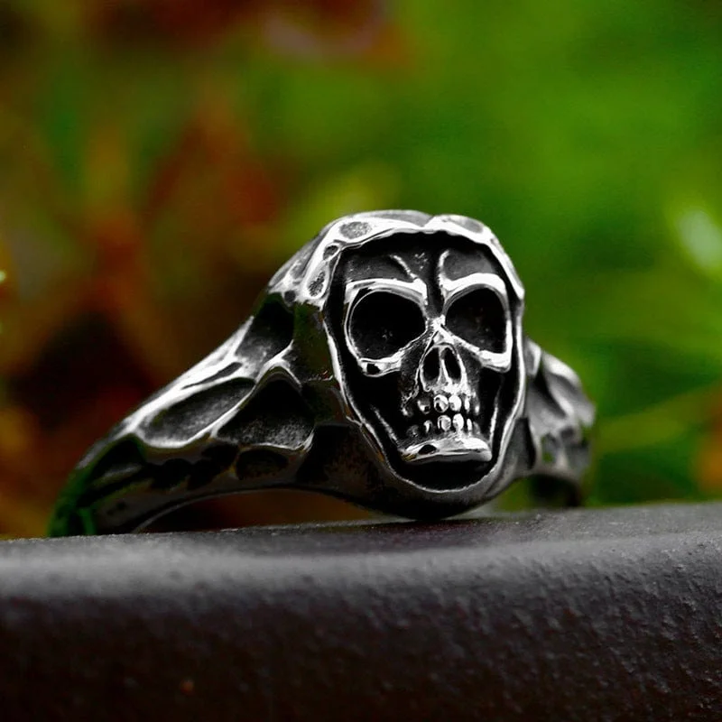 luxury engagement rings for women -Men's Punk Skull Ring