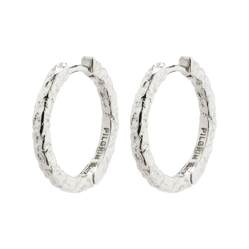 custom earrings for women -ELANOR rustic texture hoop earrings silver-plated