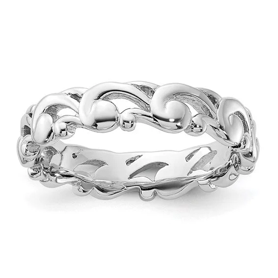 infinity necklaces for women -Sterling Silver Stackable Expressions Filigree Carved Band Ring