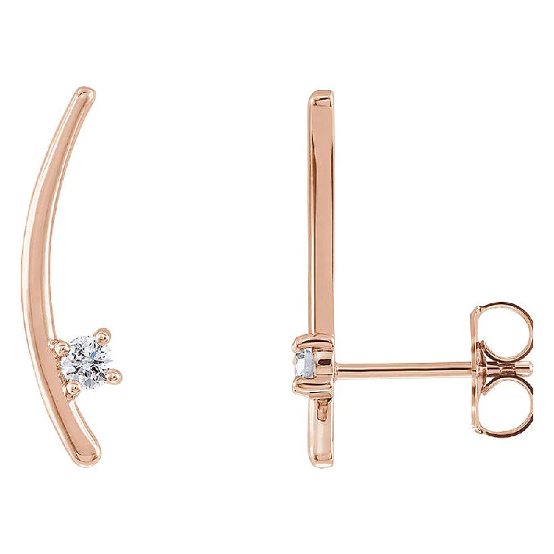 simple stud earrings for women -4mm x 18mm 14k Rose Gold 1/8 CTW (G-H, I1) Diamond Ear Climbers