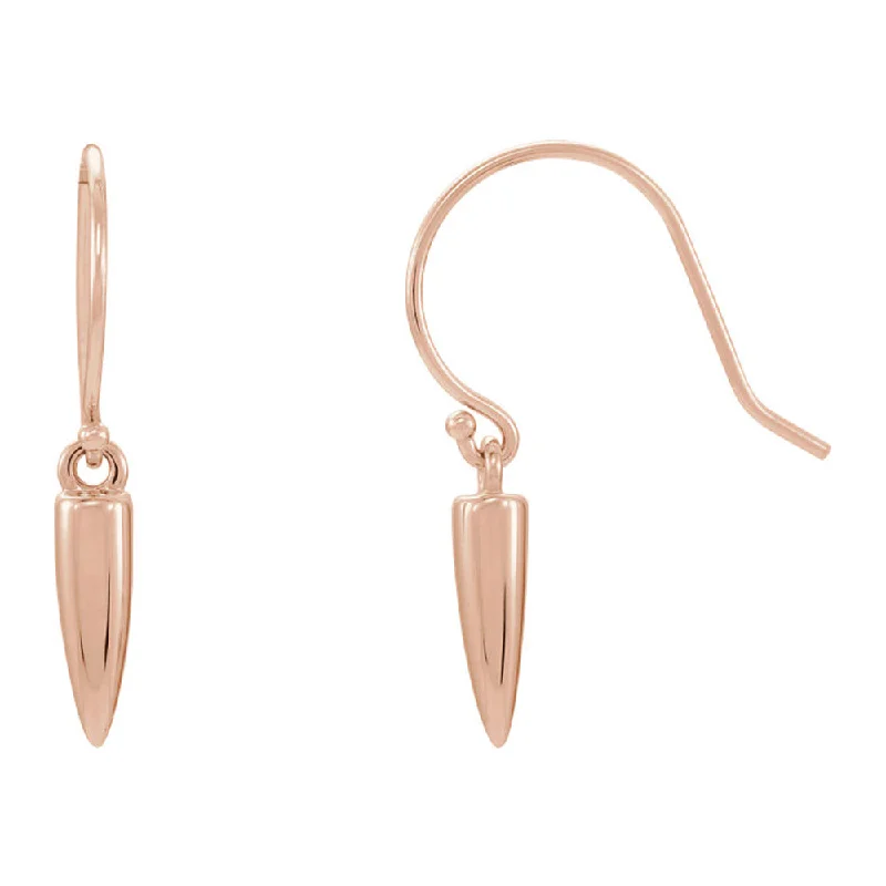 custom name earrings for women -14k Rose Gold 3 x 13mm (1/8 x 1/2 Inch) Geometric Dangle Earrings