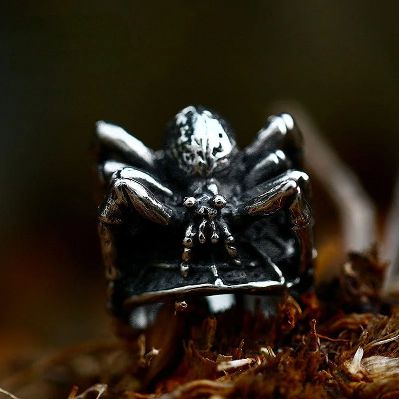 custom engagement rings for women -Men's Punk Spider Ring