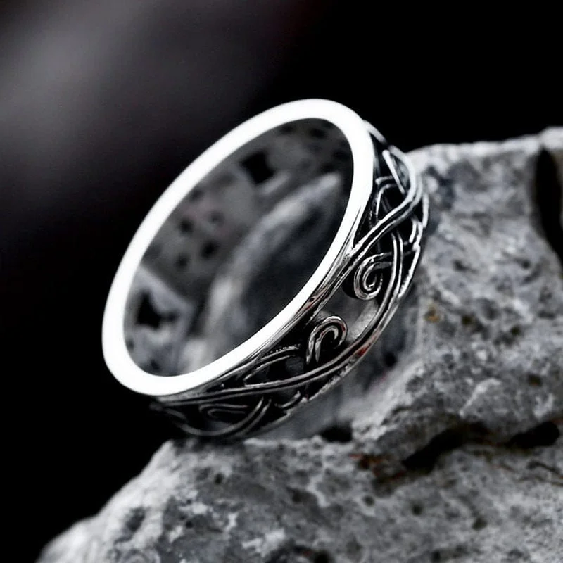 gemstone cocktail rings -Men's Punk Viking Pattern Ring