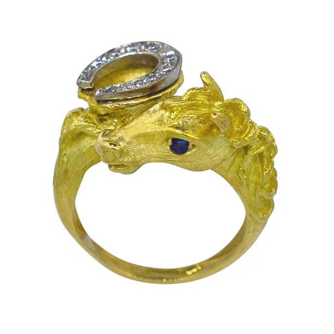 halo rings for women -Horse Head Ring