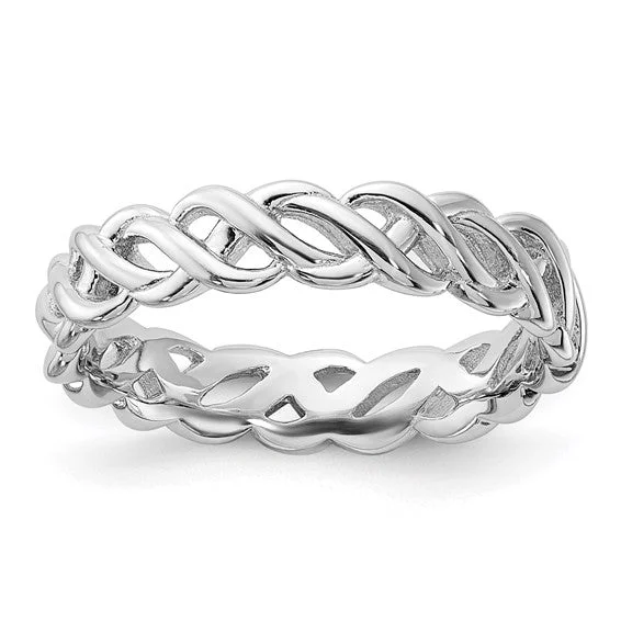 trendy chain necklaces for women -Sterling Silver Stackable Expressions Carved Band Ring