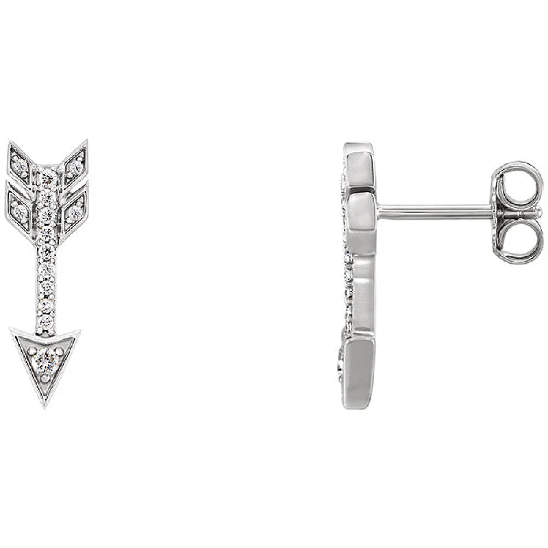 boho earrings for women -5mm x 17mm 14k White Gold 1/6 CTW (G-H, I1) Diamond Arrow Earrings