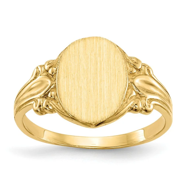 classic necklaces for women -14k Yellow Gold Oval Signet Ring With Decorative Band (Ladies Sizes)