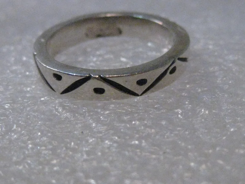 birthstone promise rings for women -Sterling Silver Southwestern Ring or Wedding Band, Mexico, Triangle Pattern, size 5.5,