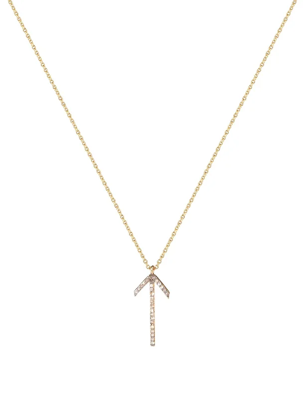 unique necklaces for women -Arrow Gold Plated Necklace w. Diamond