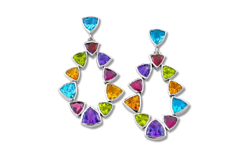 dangling gemstone earrings for women -Barus Earrings- Multi