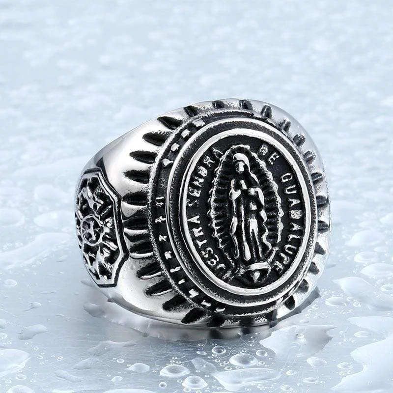 engagement rings for women -Men's Punk Virgin Mary Rings