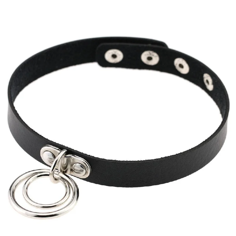 custom promise rings -Women's Punk Two O-Ring Plain Choker