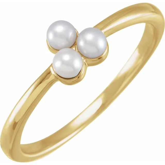 heart-shaped necklaces for women -14K Yellow or White Gold Cultured Freshwater Pearl Cluster Ring