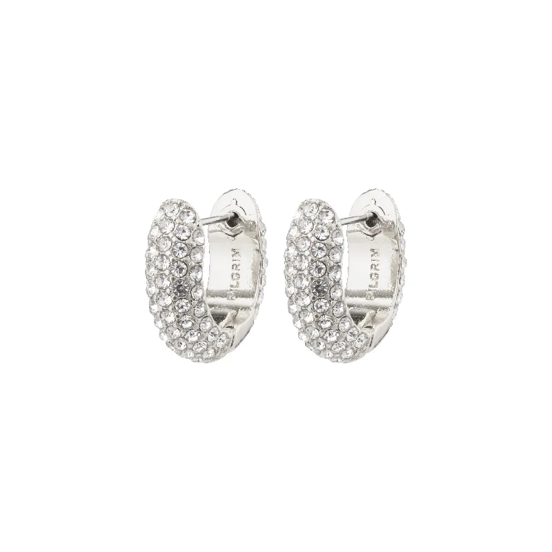 chic earrings for women -LONA chunky crystal huggie hoops silver-plated