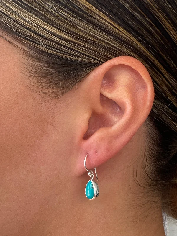 stud earrings for women -Turquoise Dew Drops Hooks Large