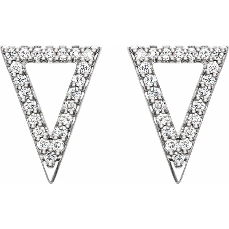 trendy earrings for women -14k Yellow or White Gold 1/5 Ctw Diamond Triangle Earrings, 8.5 x 12mm