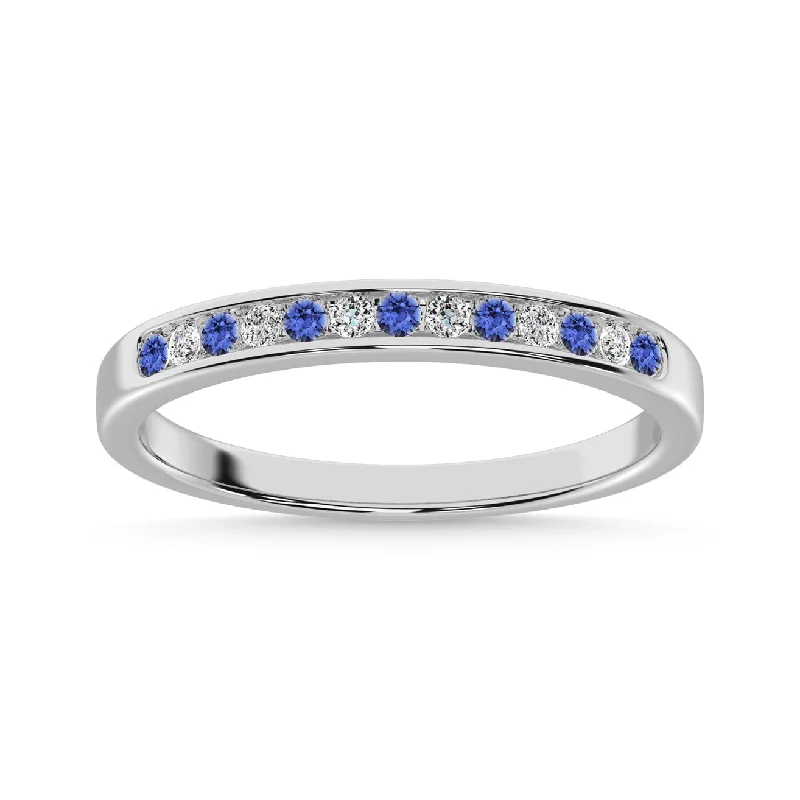 custom necklace pendants for women -14k White Gold Tanzanite and Diamond 1/5 Ct.Tw. Anniversary Band