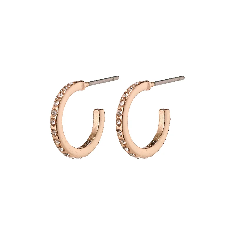 personalized hoop earrings for women -ROBERTA crystal semi-hoops rosegold-plated