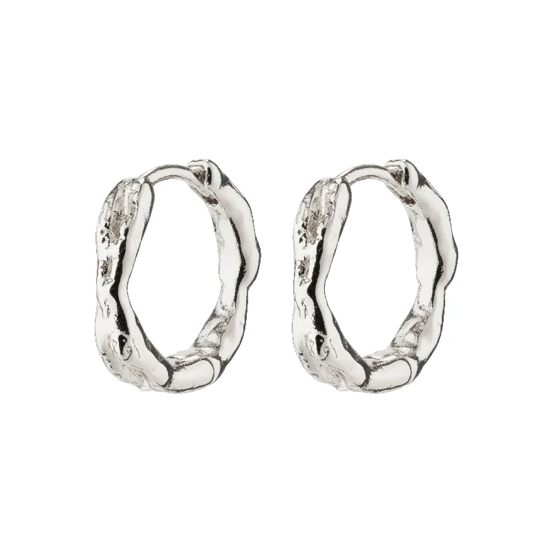 oversized hoop earrings for women -EDDY organic shaped small hoops silver-plated