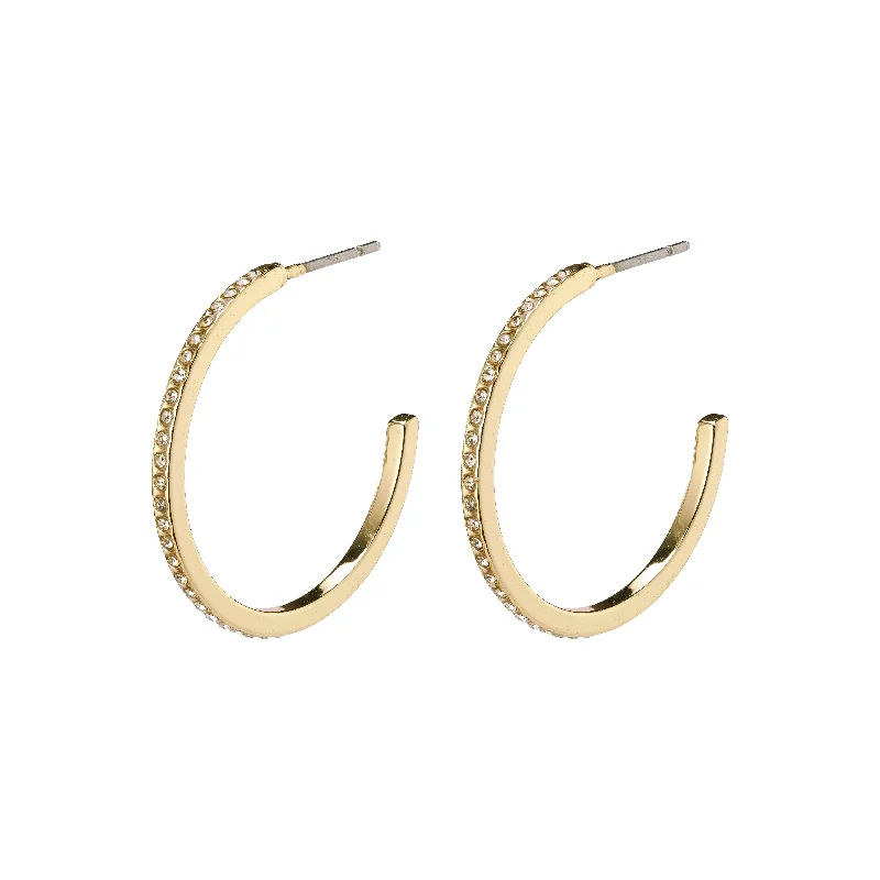 minimalistic earrings for women -ROBERTA large crystal semi-hoops gold-plated