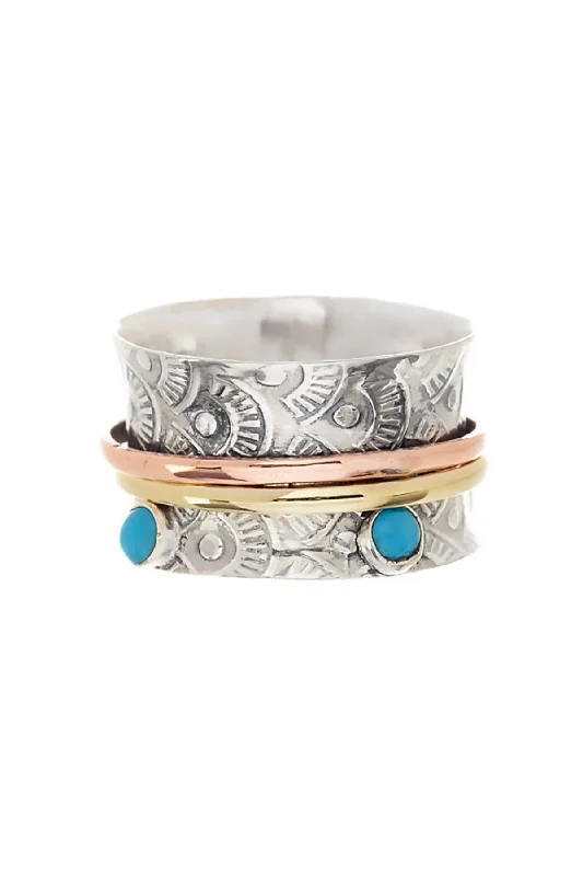 white gold engagement rings -Zoey Simmons - Turquoise Spinner Ring