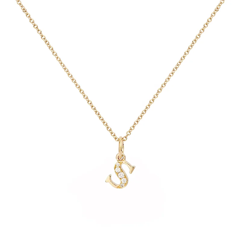 personalized necklaces for women -Love Letter S 18K Gold Necklace w. Diamonds