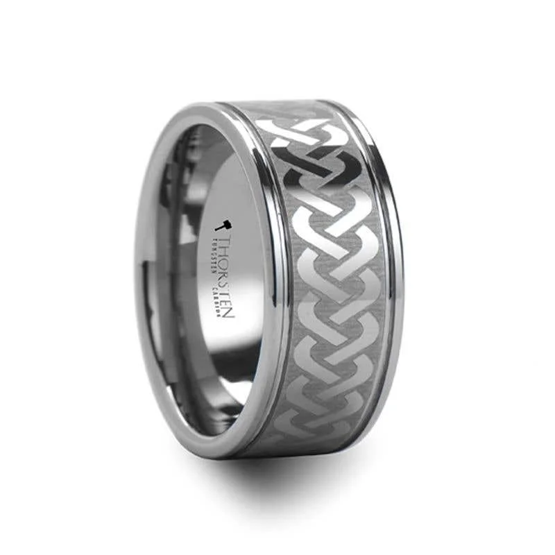 statement piece necklaces for women -Thorsten MCKINNEY Celtic Knot Laser Engraved Tungsten Wedding Ring Wide - 10mm