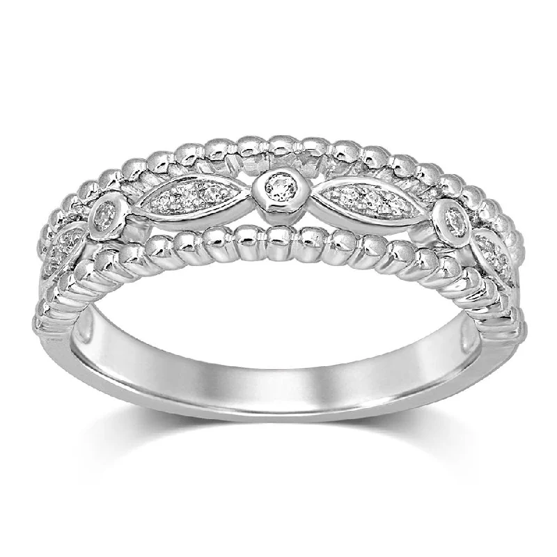 special occasion necklaces for women -14K White Gold 1/20 CTW Diamond Band