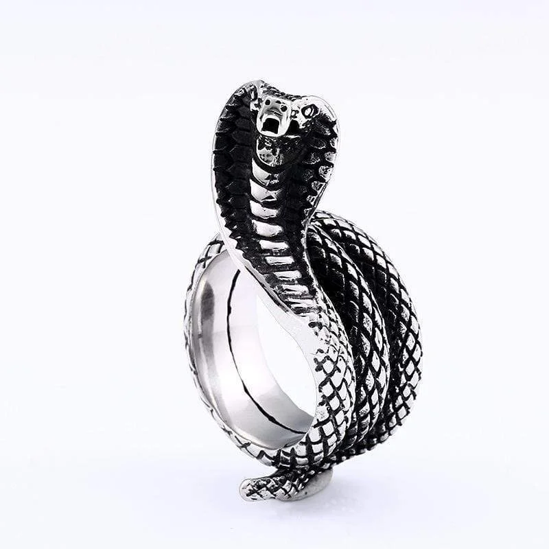 designer rings for women -Men's Punk Cobra Ring