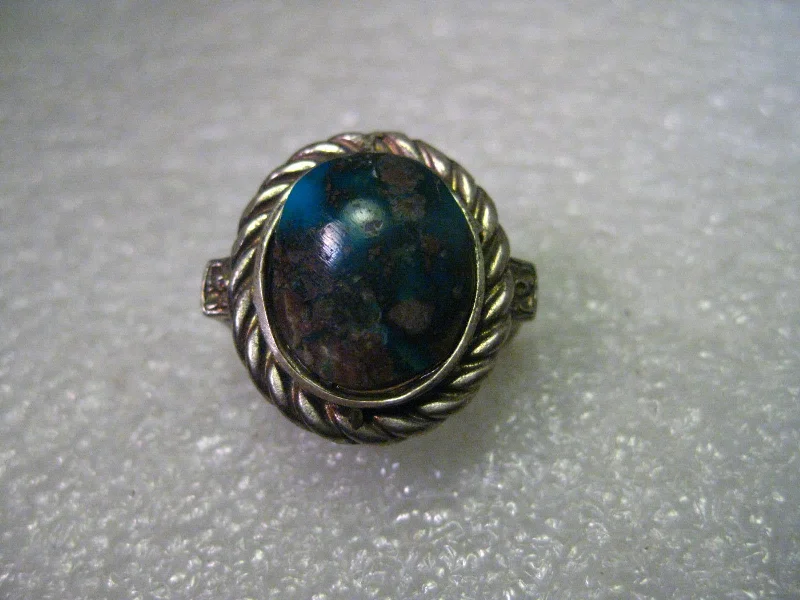 vintage rings for women -Vintage Sterling Silver Rustic Turquoise Southwest to  Bedouin/Bali/Ethnic Ring, size 5.5, Oval