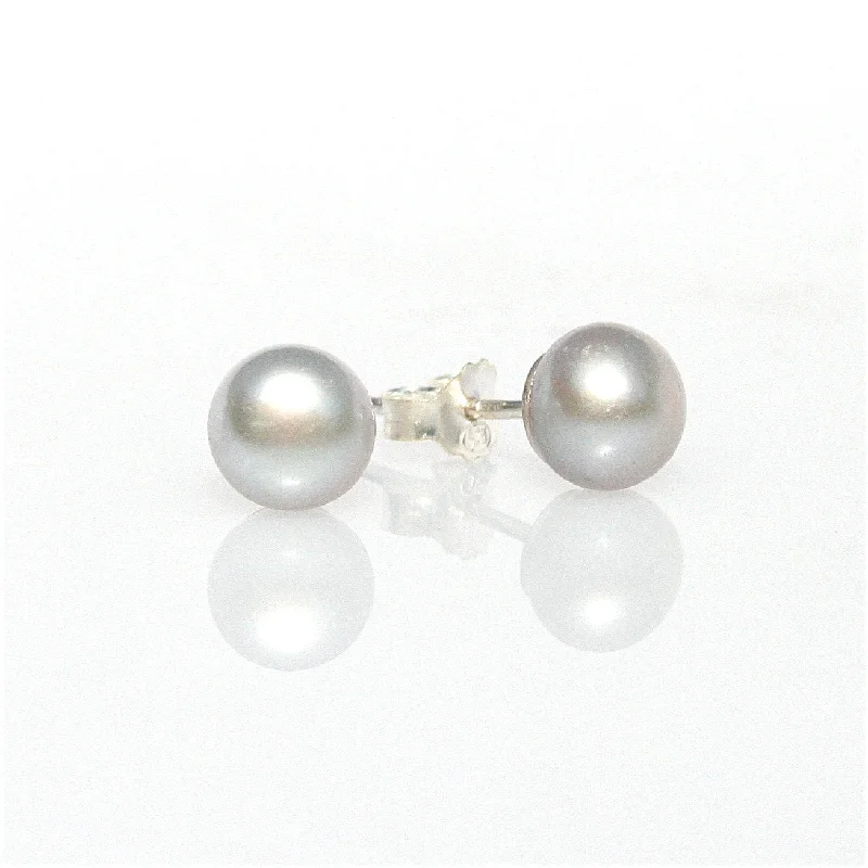 colorful earrings for women -Silver Pearl Studs 8mm